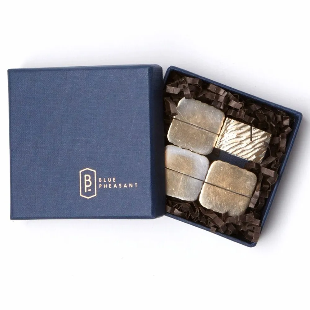 Zachary Cube Card Holder Set - Silver, Brass