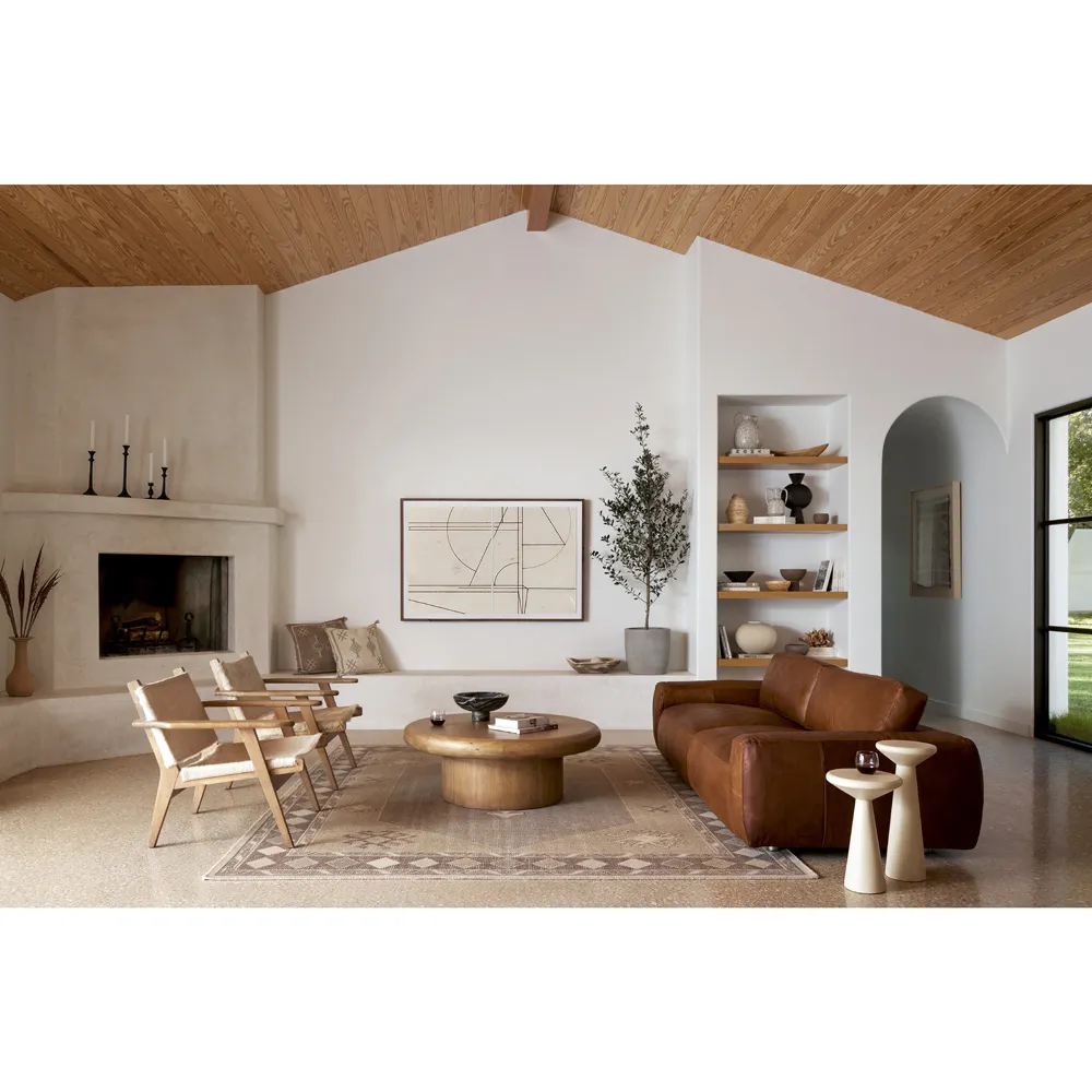 Zachry Round Coffee Table - Brown, Solid Wood