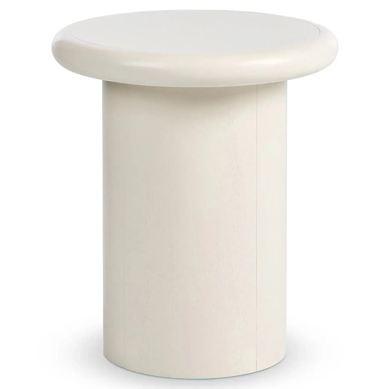 Zachry Round Pedestal End Table - White, Solid Wood