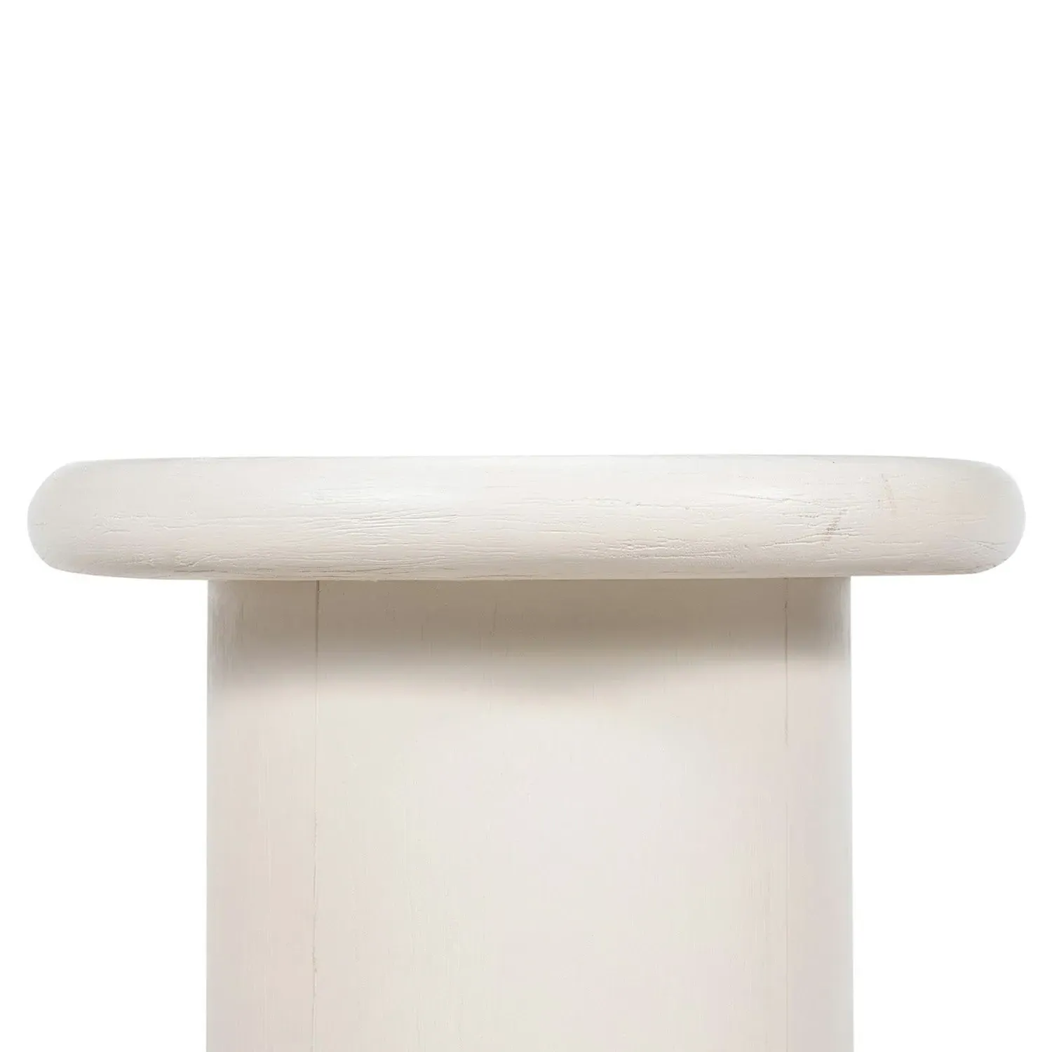 Zachry Round Pedestal End Table - White, Solid Wood