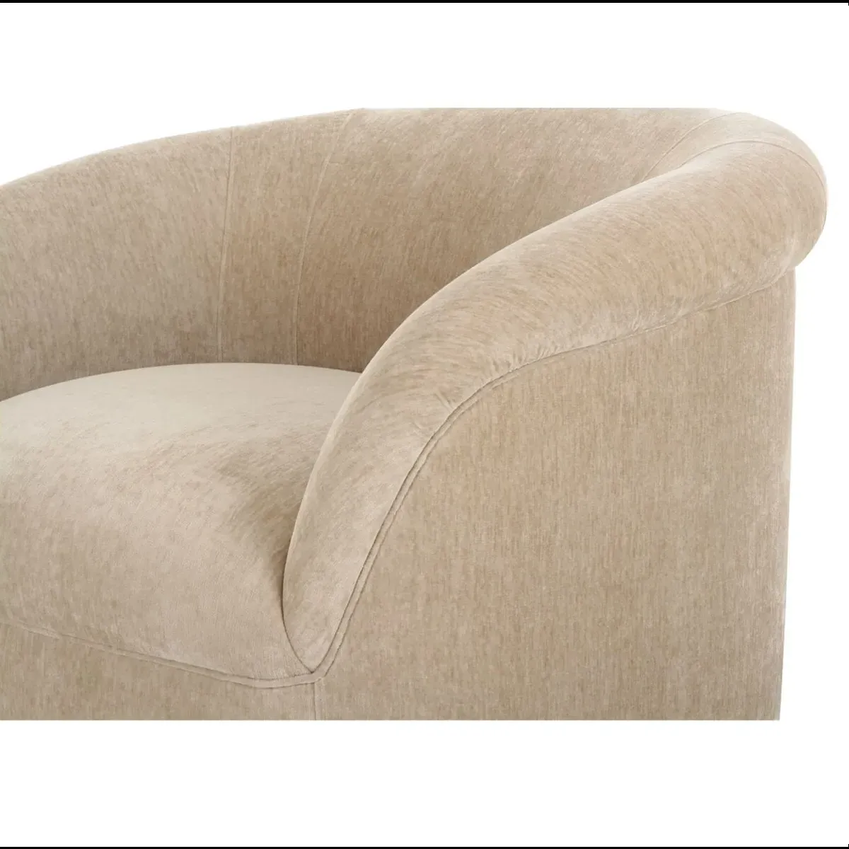 Zack Barrel Arm Chair - Beige, Velvet
