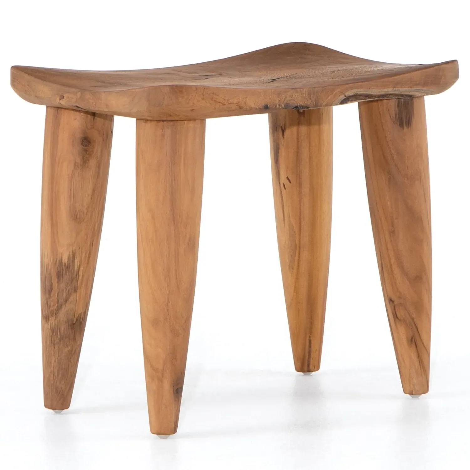 Zada Rectangular Outdoor Stool - Brown, Teak Wood