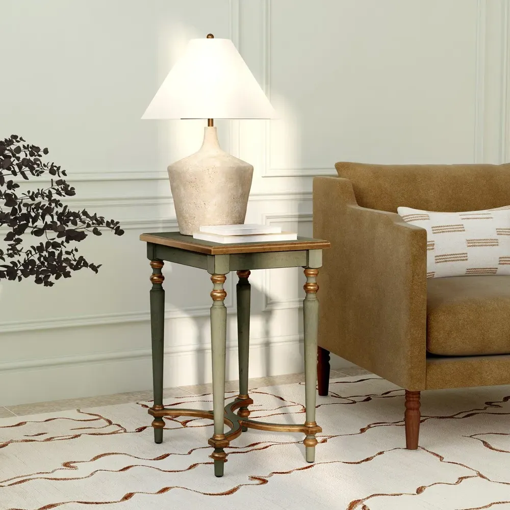 Zahra French Country Side Table - Green, Wood