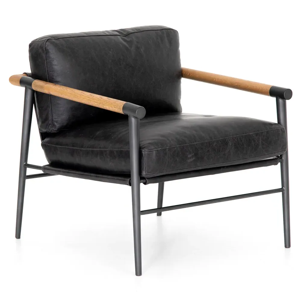 Zander Loft Occasional Arm Chair - Black, Leather