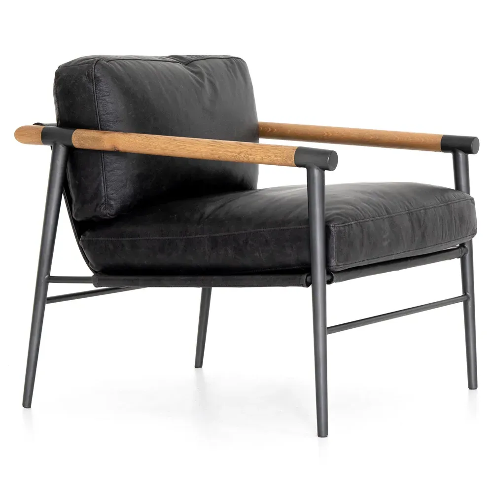 Zander Loft Occasional Arm Chair - Black, Leather