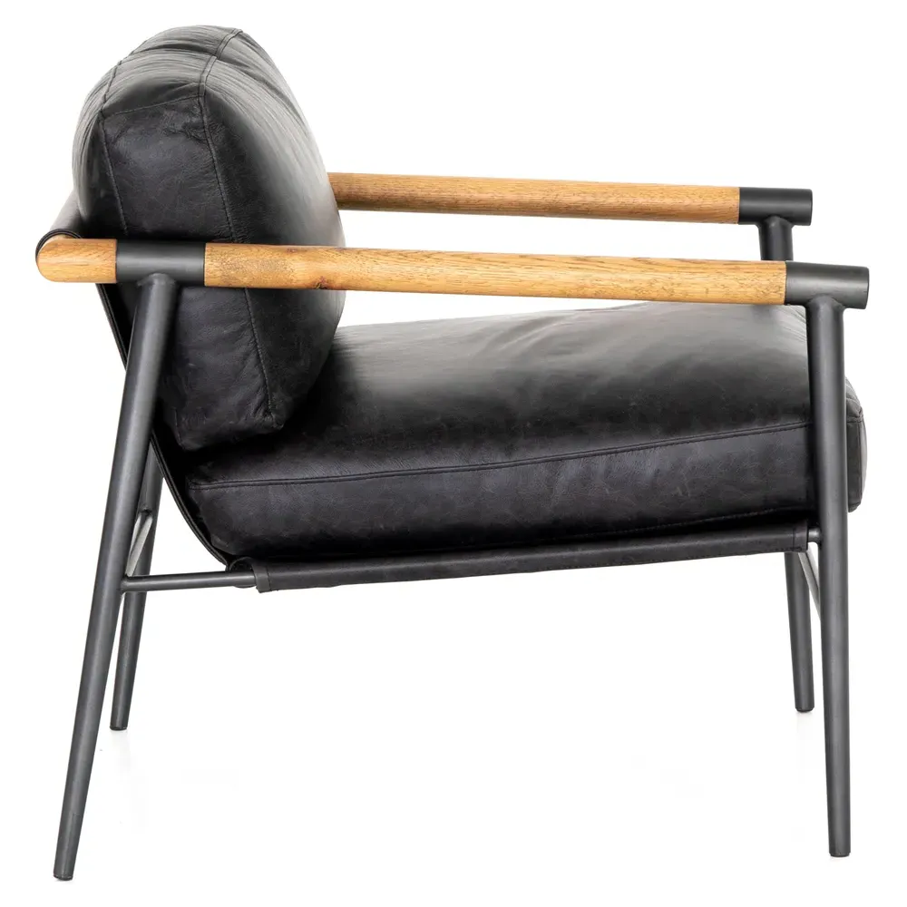Zander Loft Occasional Arm Chair - Black, Leather