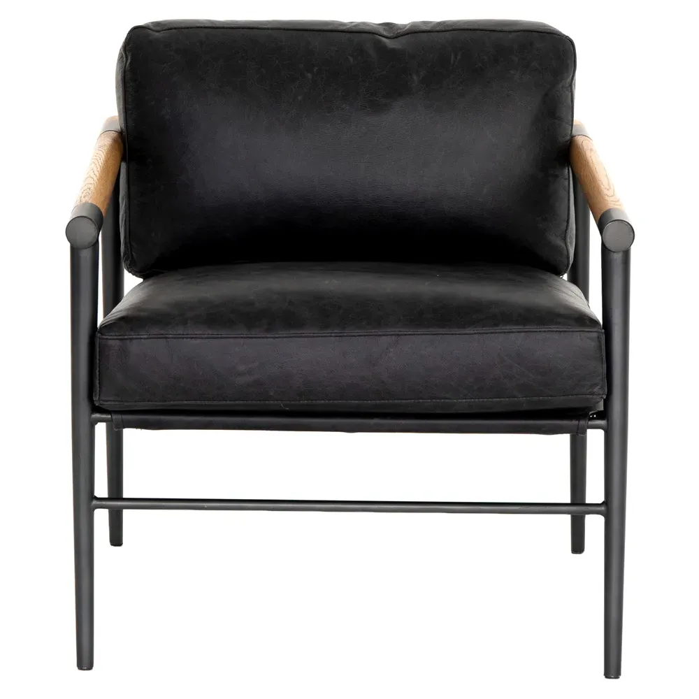 Zander Loft Occasional Arm Chair - Black, Leather