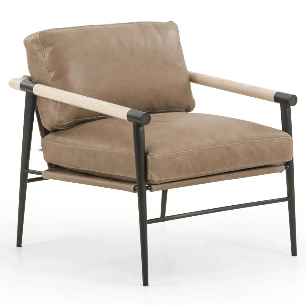 Zander Occasional Arm Chair - Brown, Leather