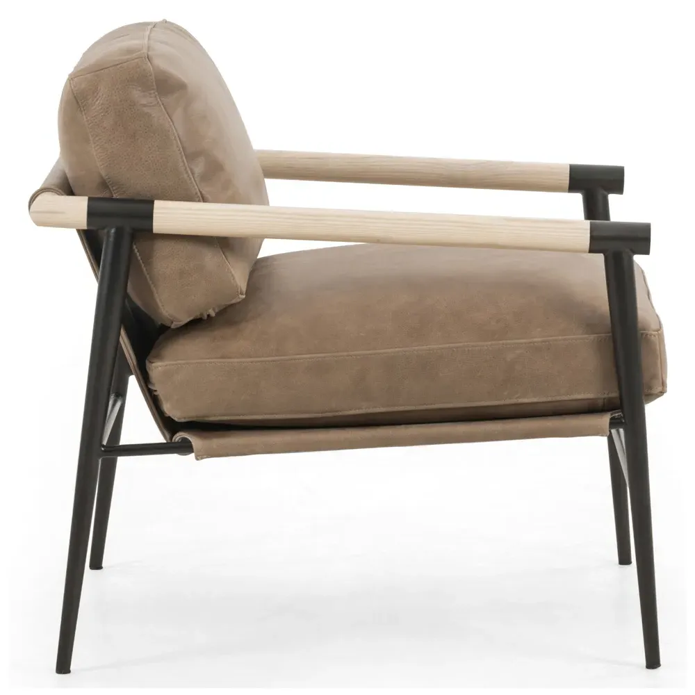 Zander Occasional Arm Chair - Brown, Leather