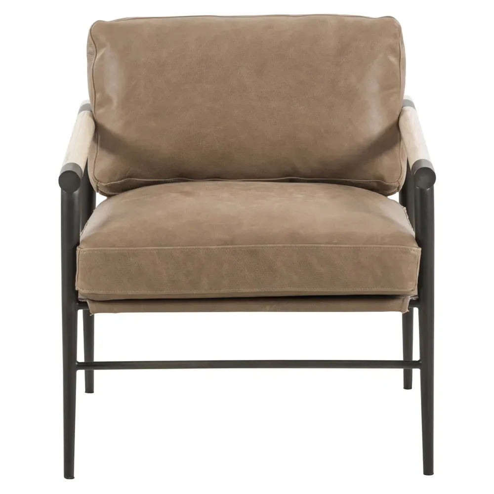 Zander Occasional Arm Chair - Brown, Leather