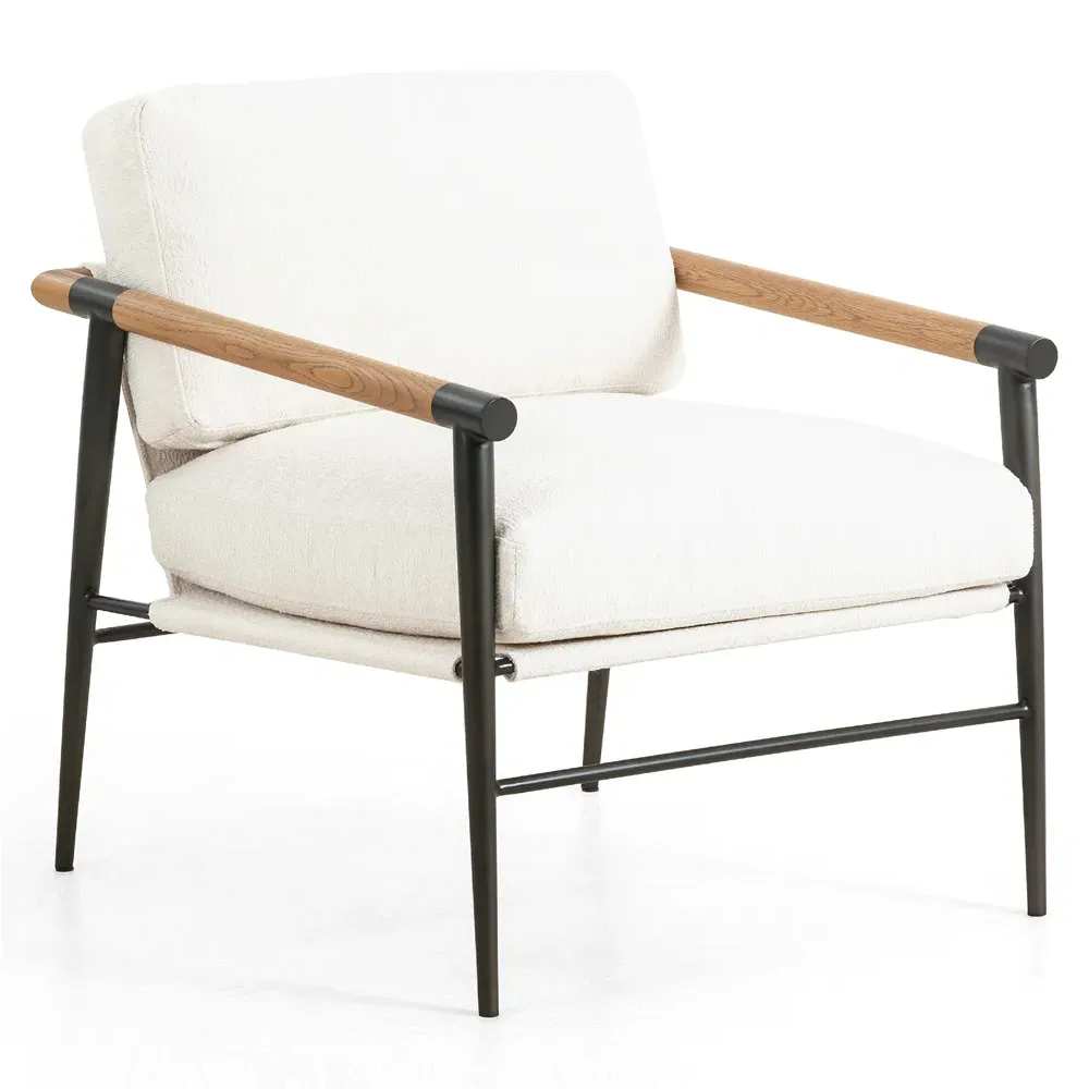 Zander Occasional Arm Chair - White, Performance Fabric