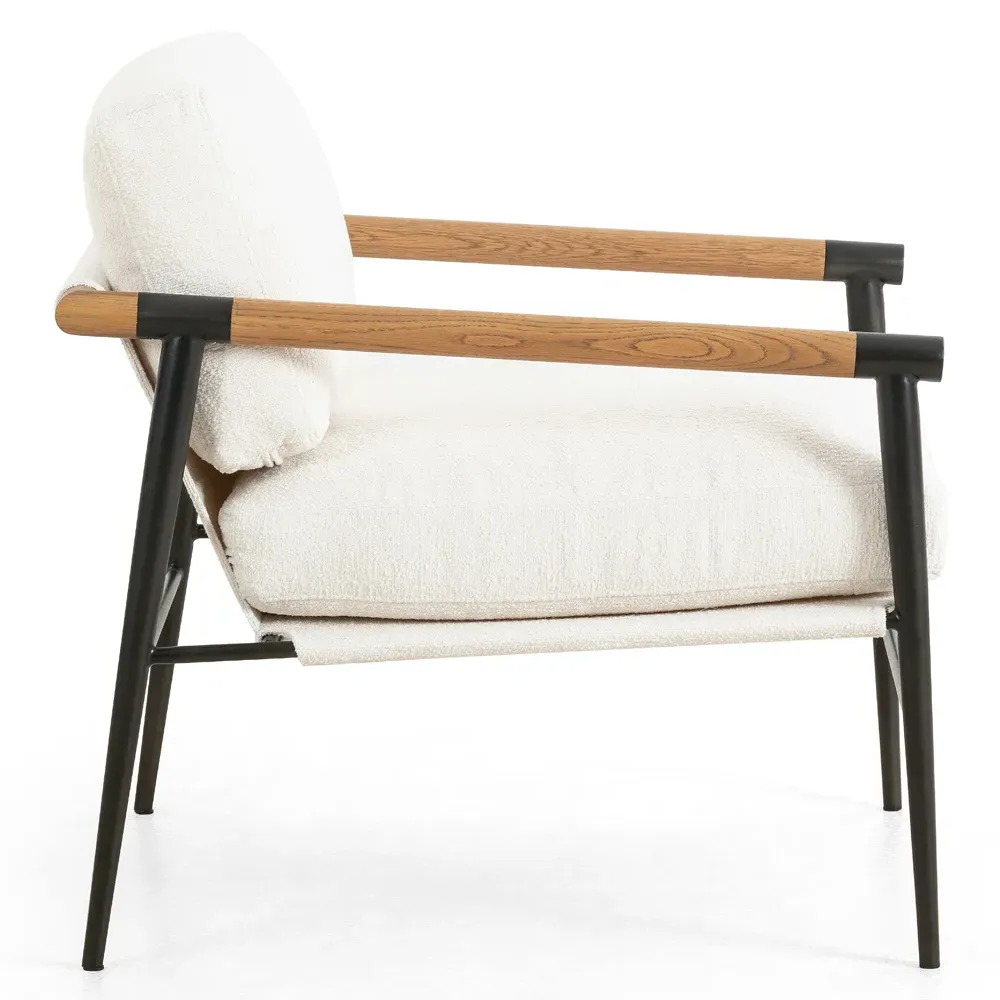 Zander Occasional Arm Chair - White, Performance Fabric