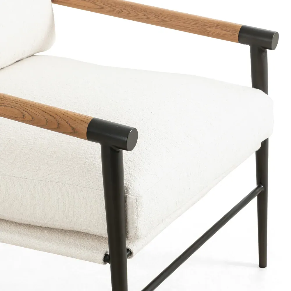 Zander Occasional Arm Chair - White, Performance Fabric