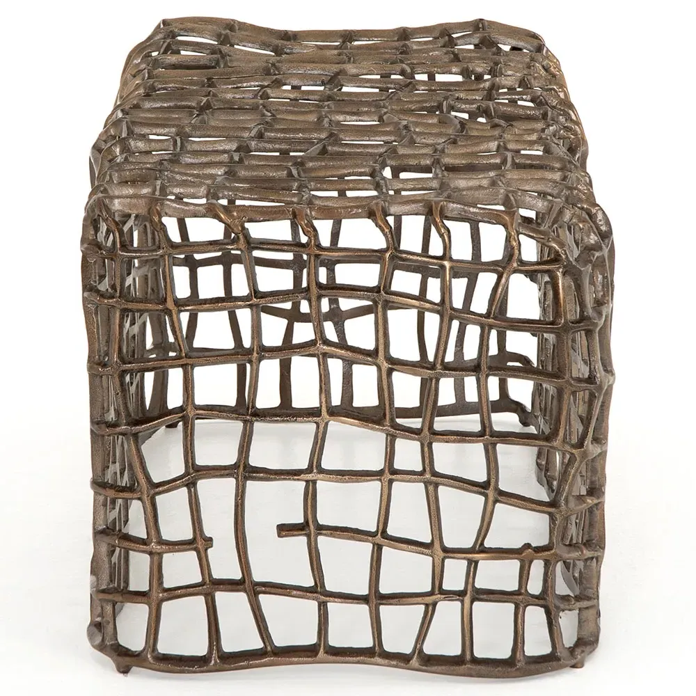 Zander Rectangular Outdoor Bench - Bronze, Aluminum