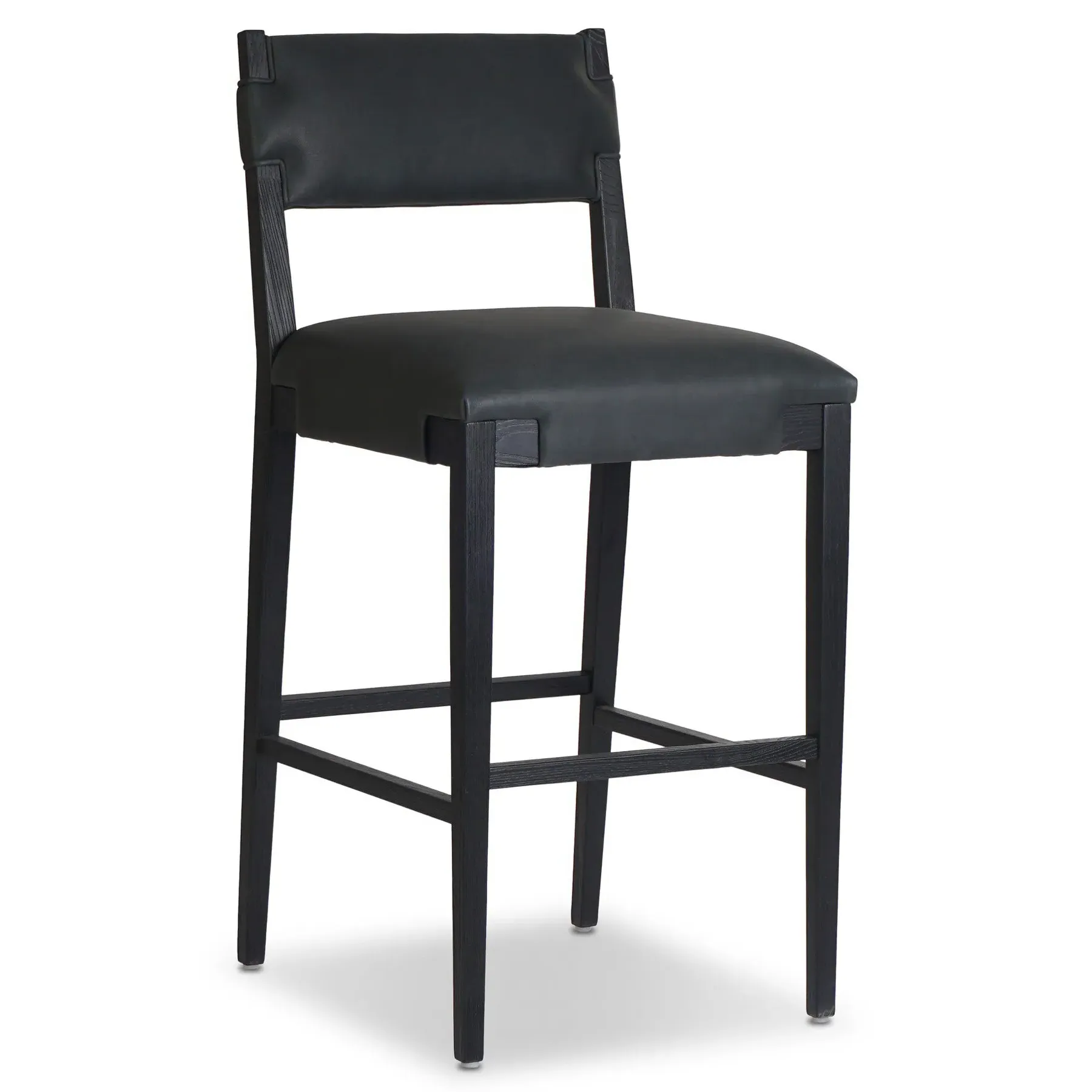Zane Bar Stool - Black, Leather