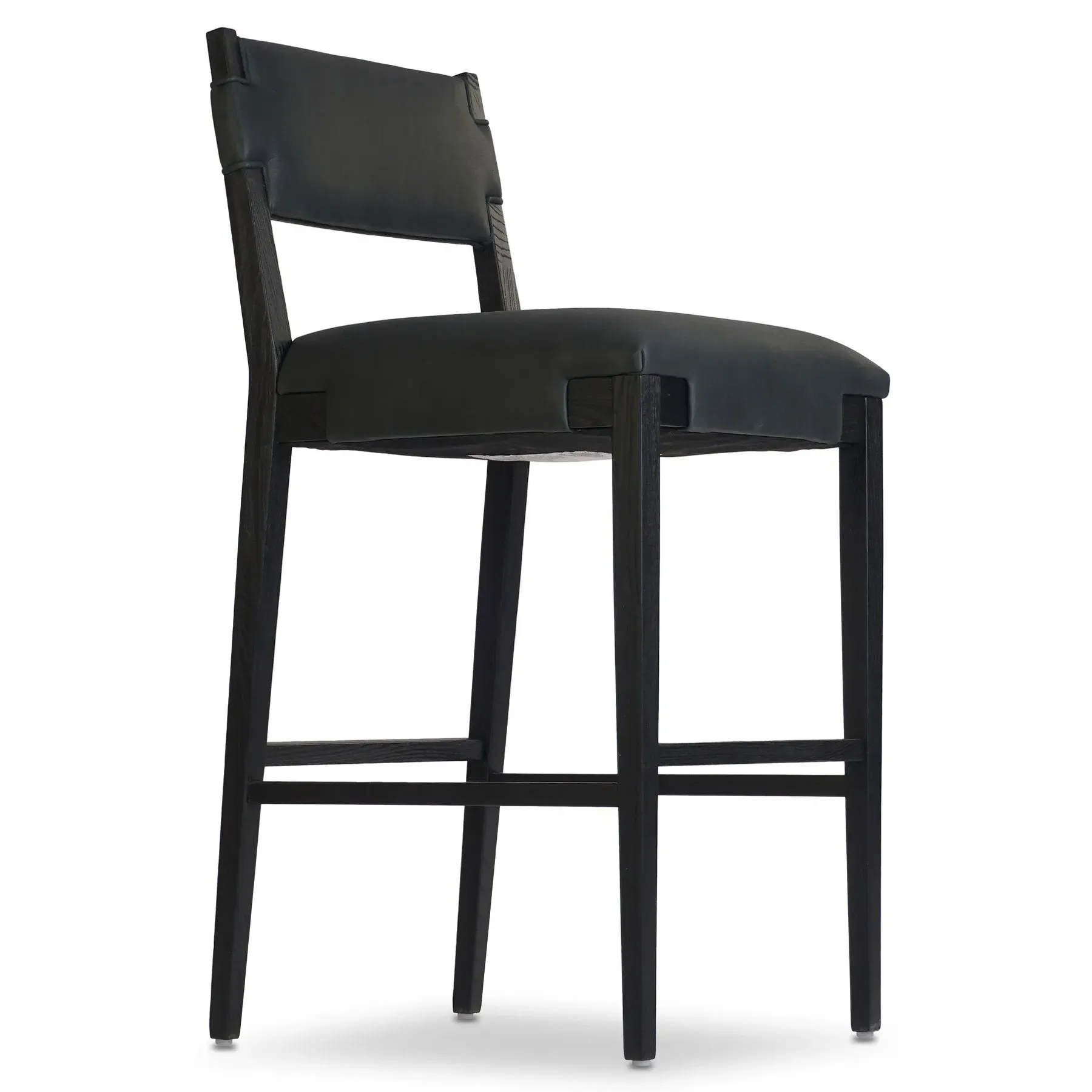 Zane Bar Stool - Black, Leather