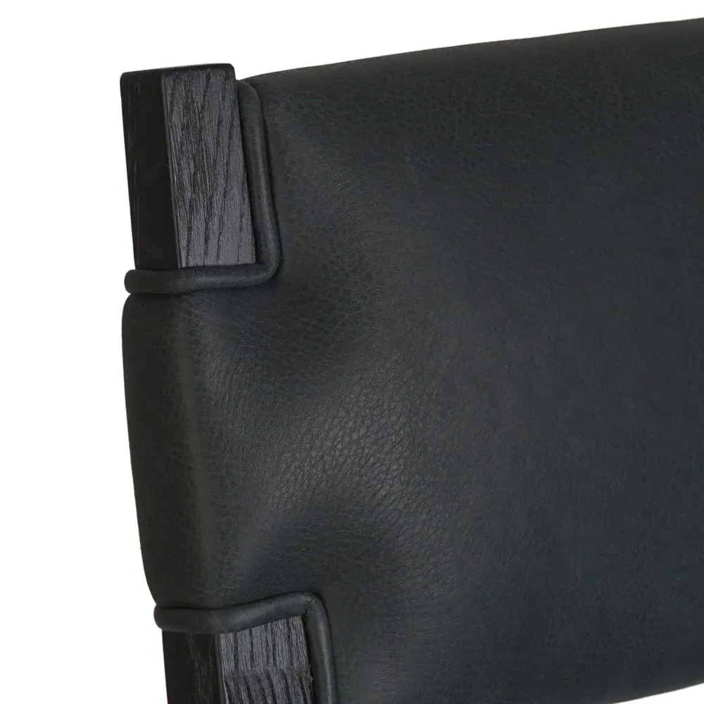 Zane Bar Stool - Black, Leather