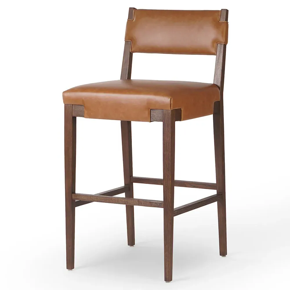 Zane Bar Stool - Brown, Leather