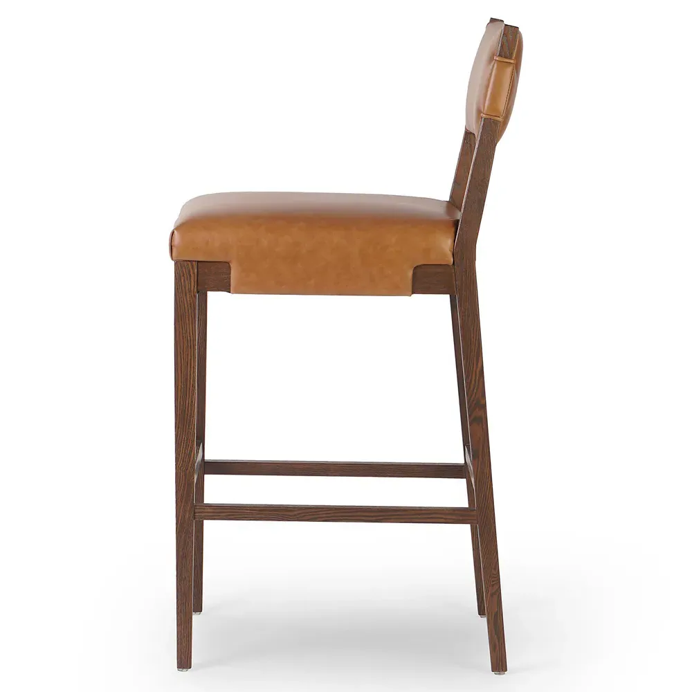 Zane Bar Stool - Brown, Leather