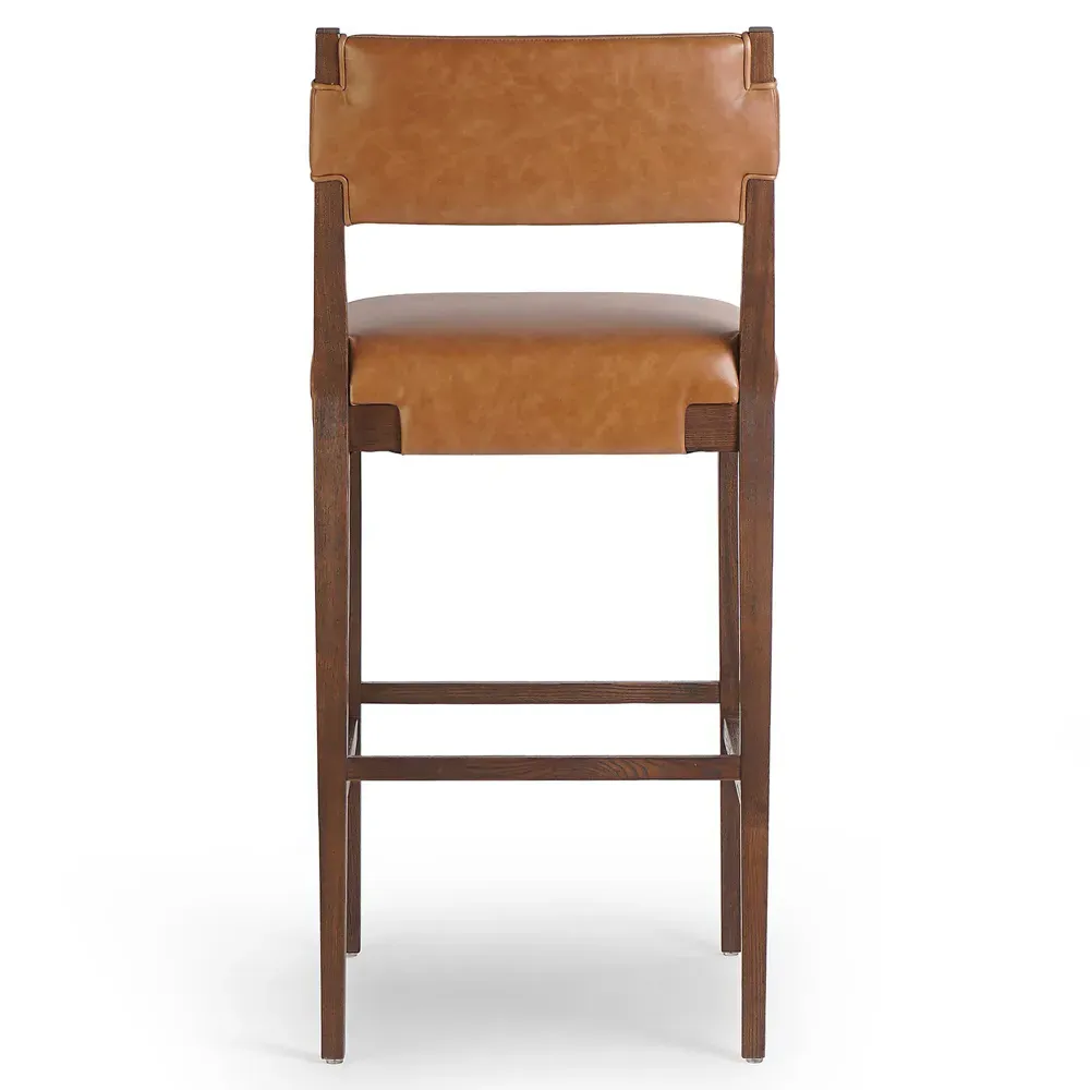 Zane Bar Stool - Brown, Leather