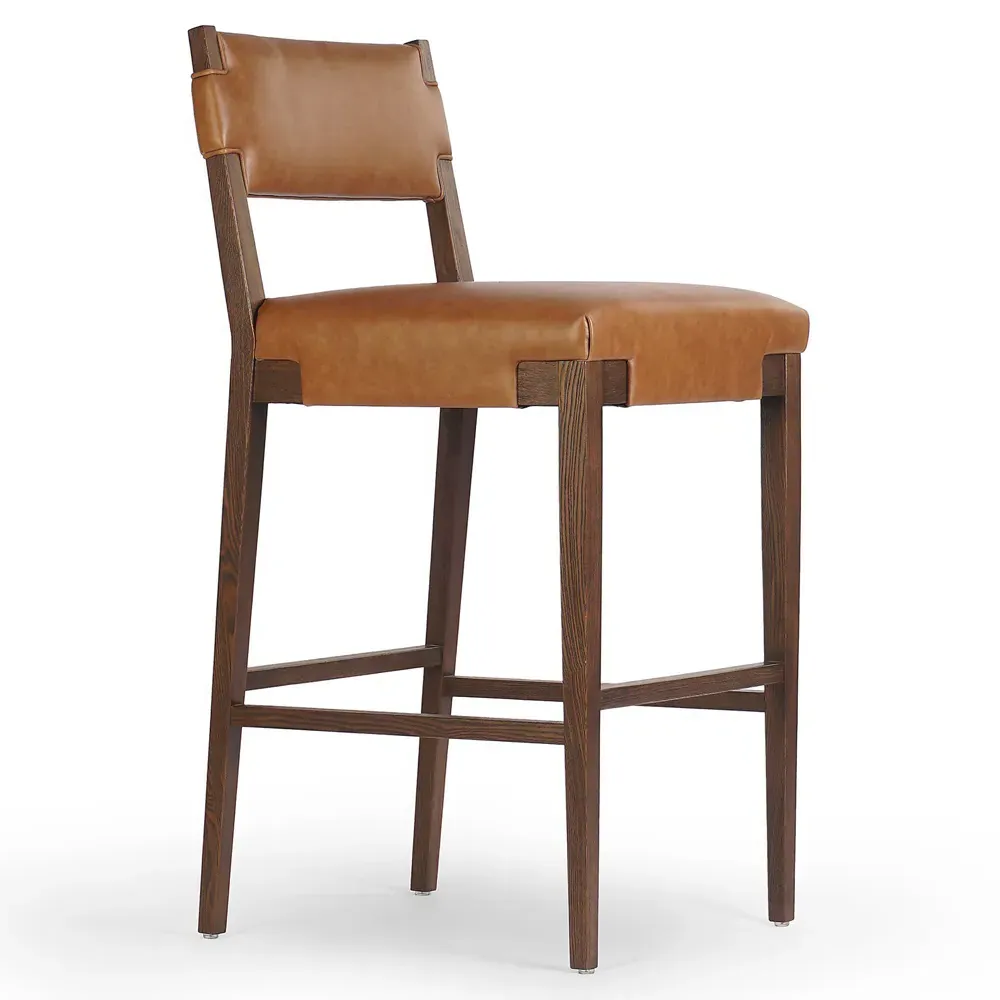Zane Bar Stool - Brown, Leather