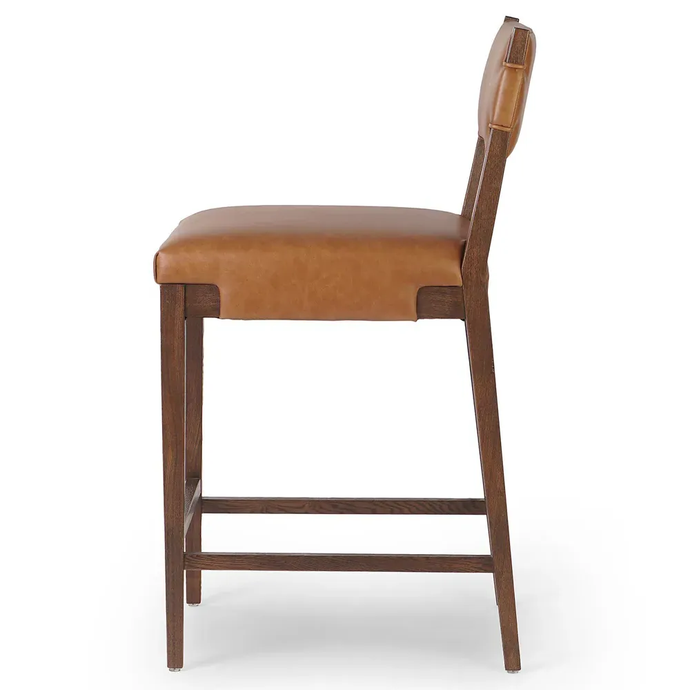 Zane Counter Stool - Brown, Leather