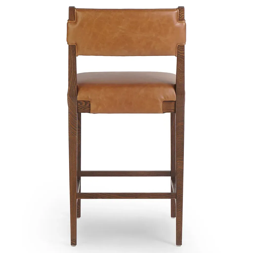 Zane Counter Stool - Brown, Leather