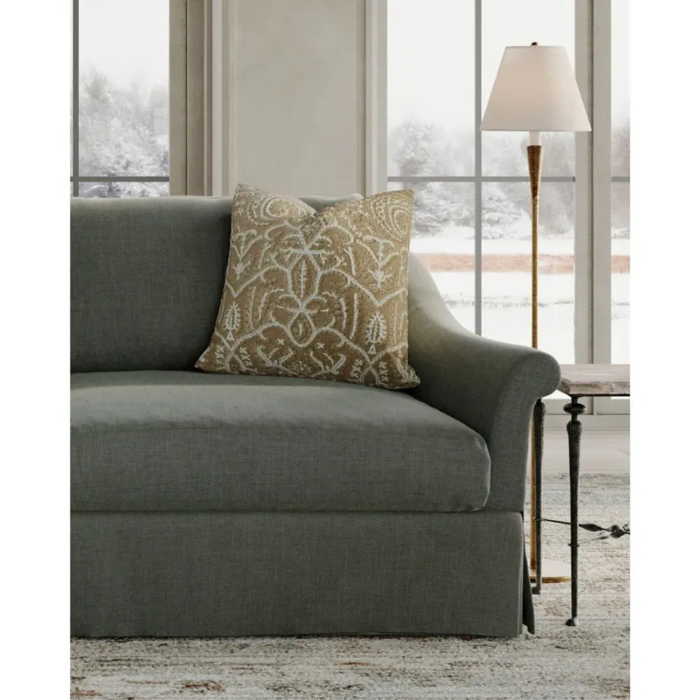 Zaria Embroidered Botanical Throw Pillow - Brown