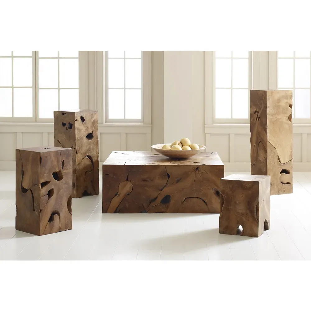 Zaria Rectangular Coffee Table - Brown, Teak