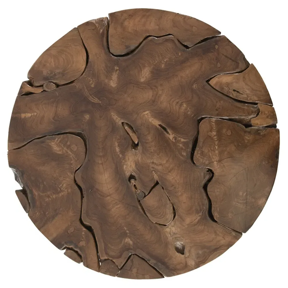 Zaria Round Drum Coffee Table - Natural, Teak