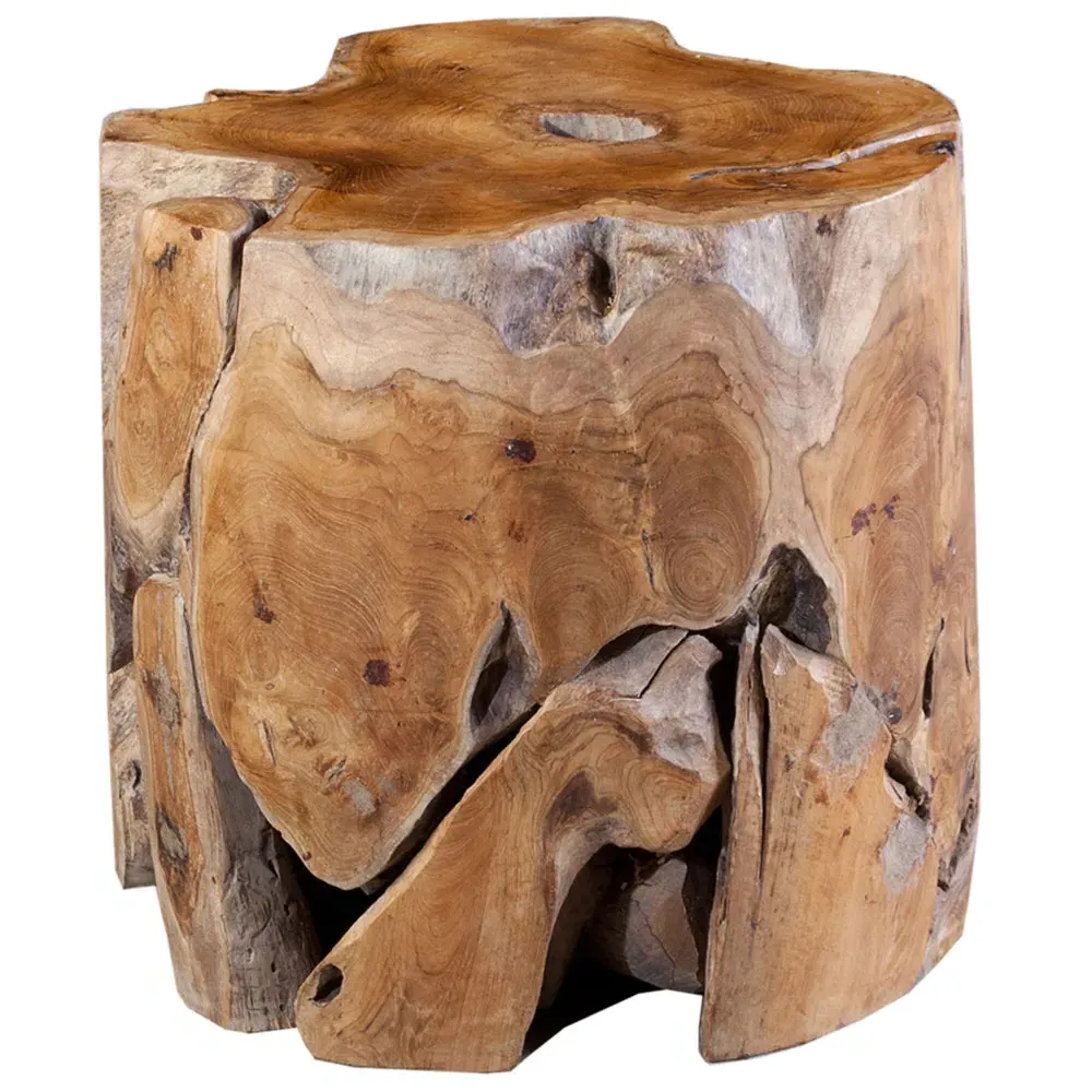 Zaria Round Stool - Brown, Teak Wood image