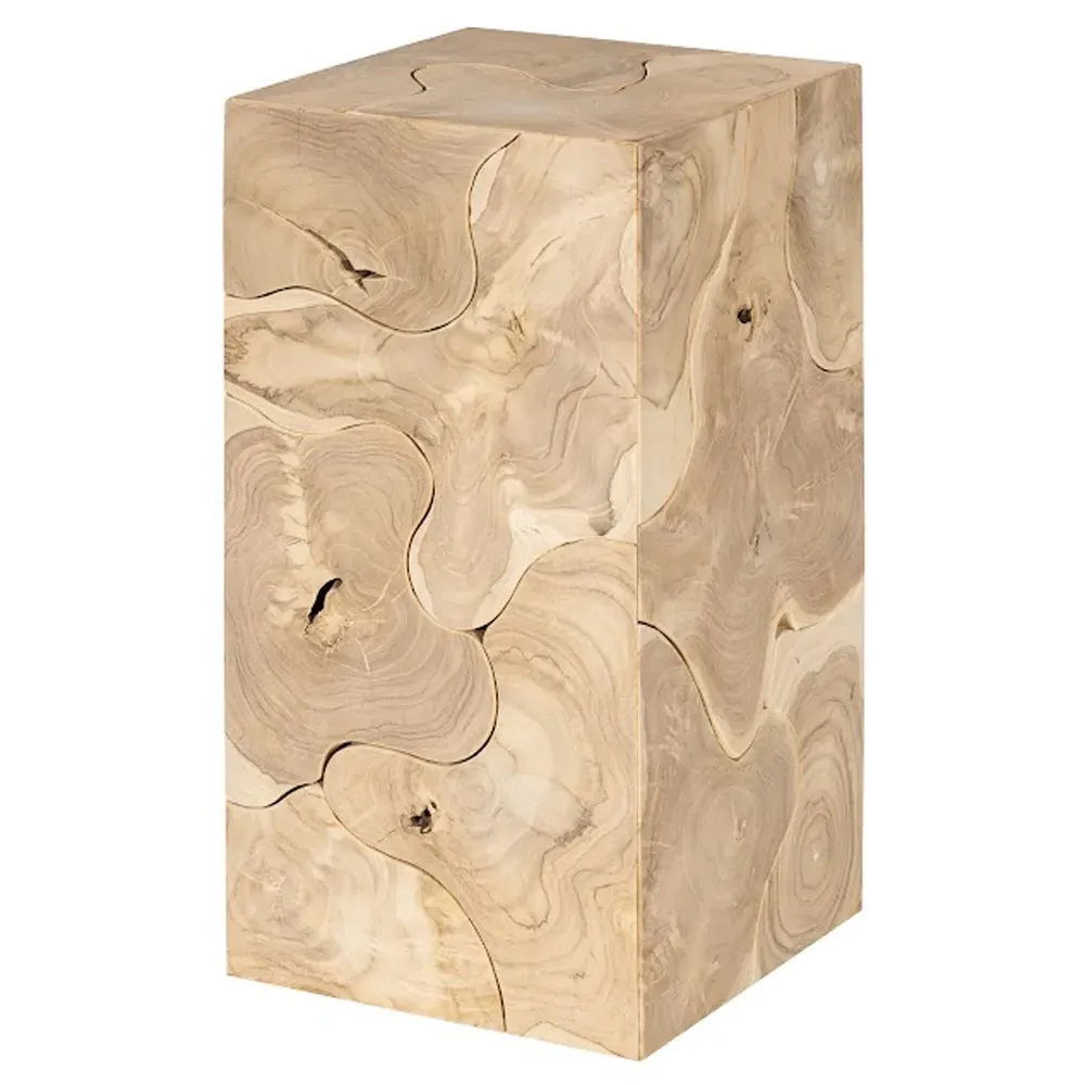 Zaria Square Plinth Pedestal - Bleached, Teak