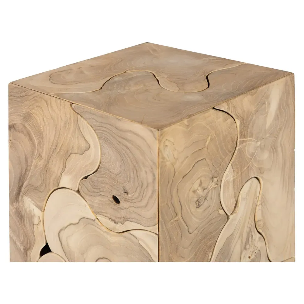 Zaria Square Plinth Pedestal - Bleached, Teak