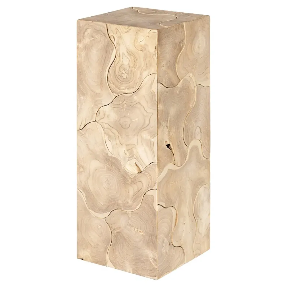 Zaria Square Plinth Pedestal - Bleached, Teak