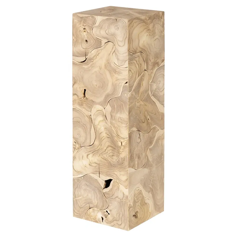 Zaria Square Plinth Pedestal - Bleached, Teak
