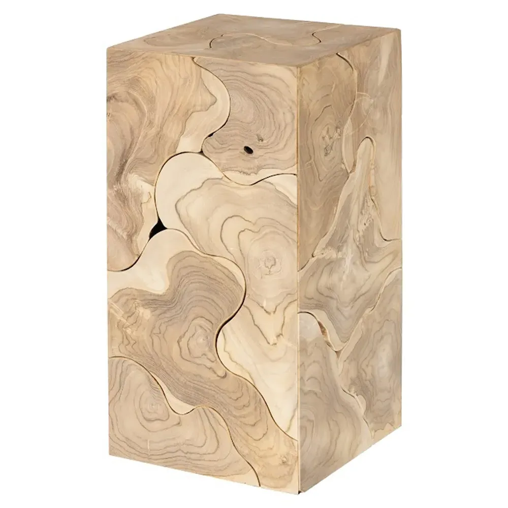 Zaria Square Plinth Pedestal - Bleached, Teak image