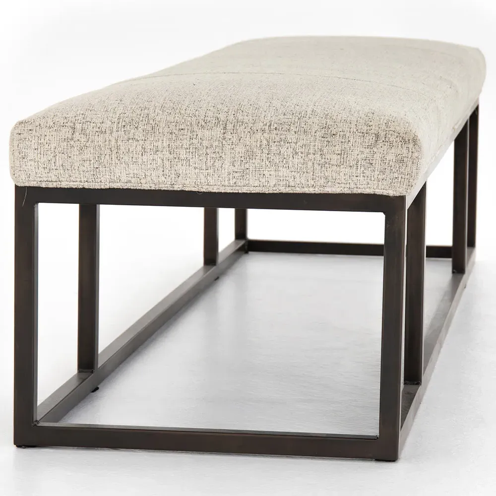 Zarro Cushioned Bench - Beige, Linen