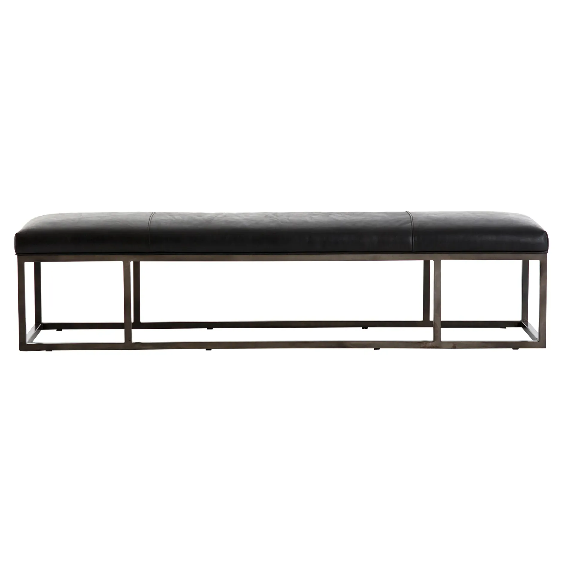 Zarro Cushioned Bench - Black, Leather