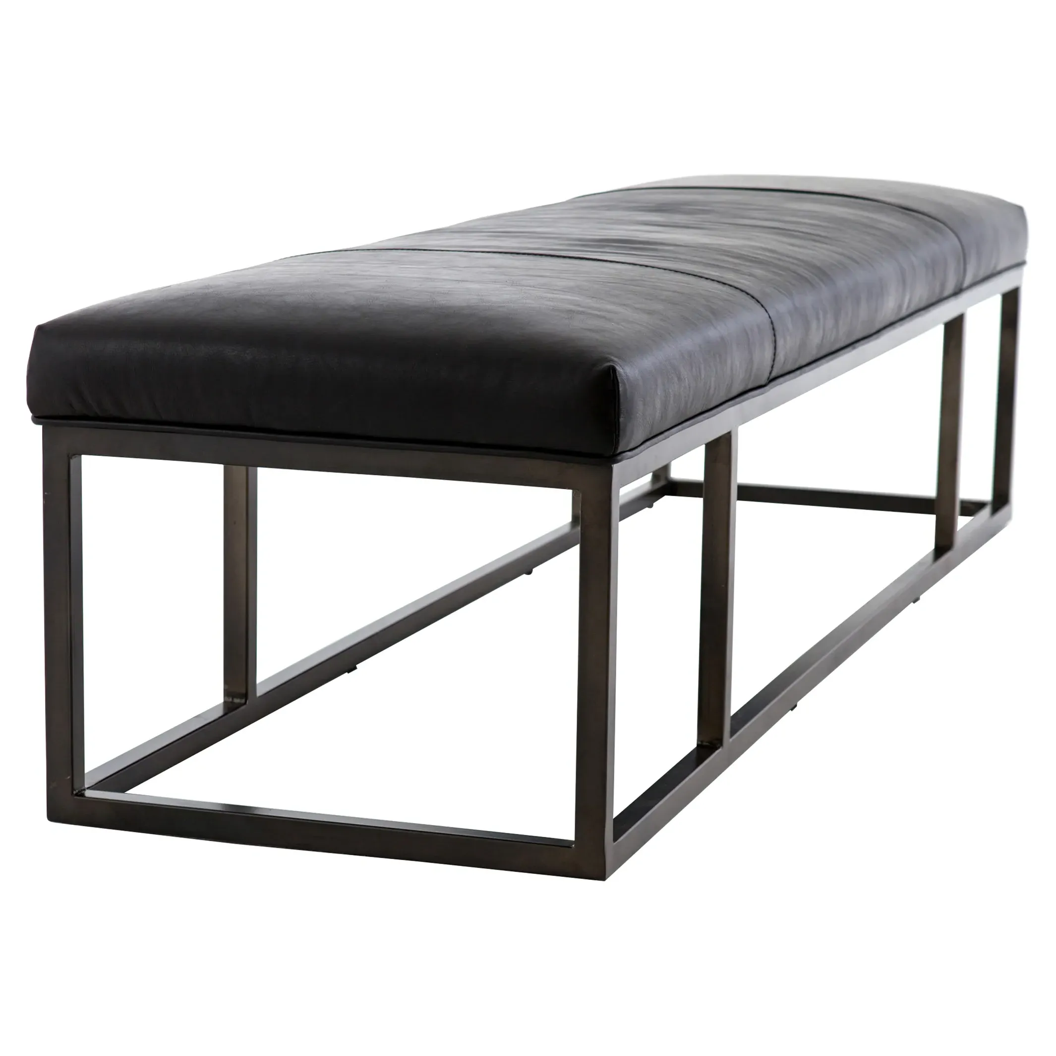 Zarro Cushioned Bench - Black, Leather