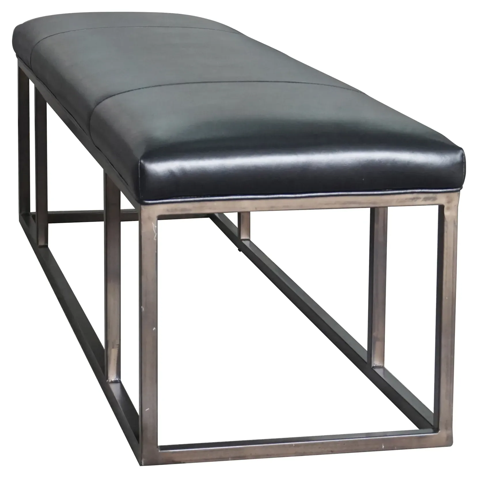 Zarro Cushioned Bench - Black, Leather