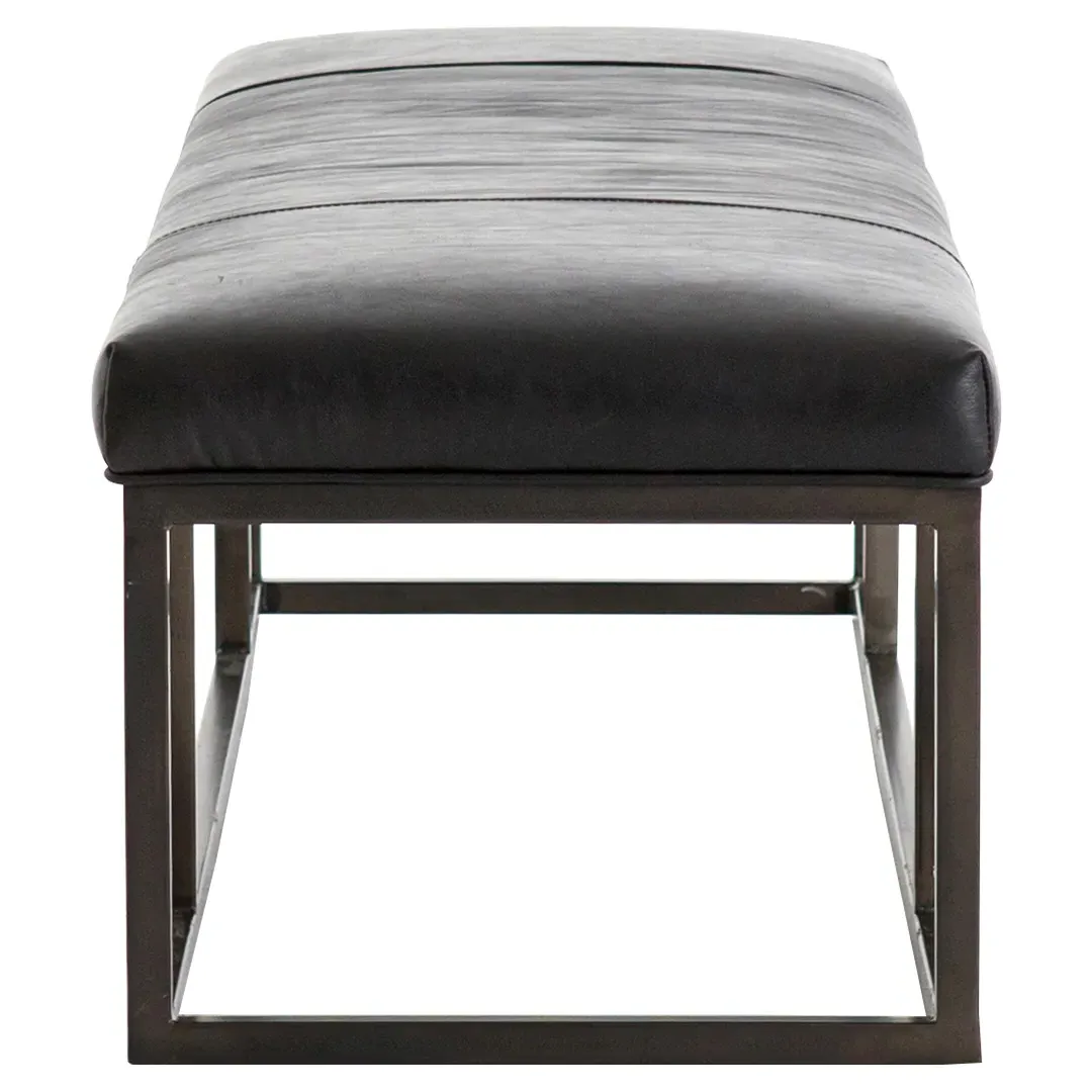 Zarro Cushioned Bench - Black, Leather