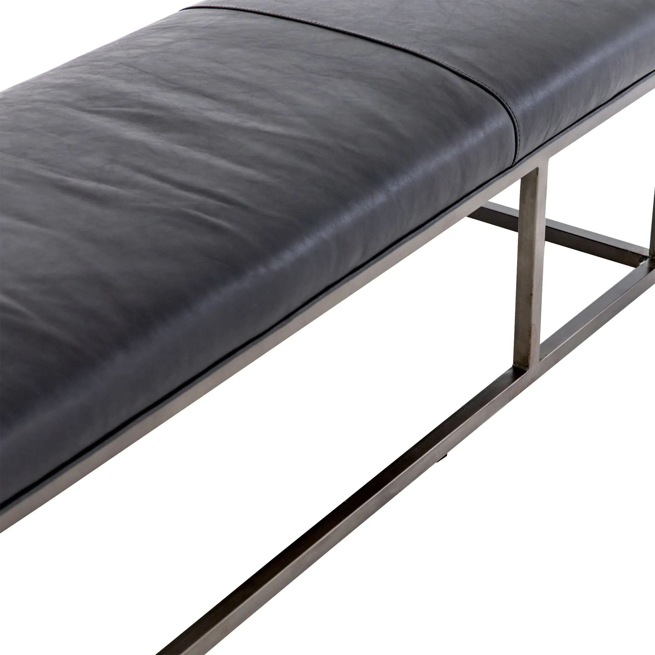 Zarro Cushioned Bench - Black, Leather