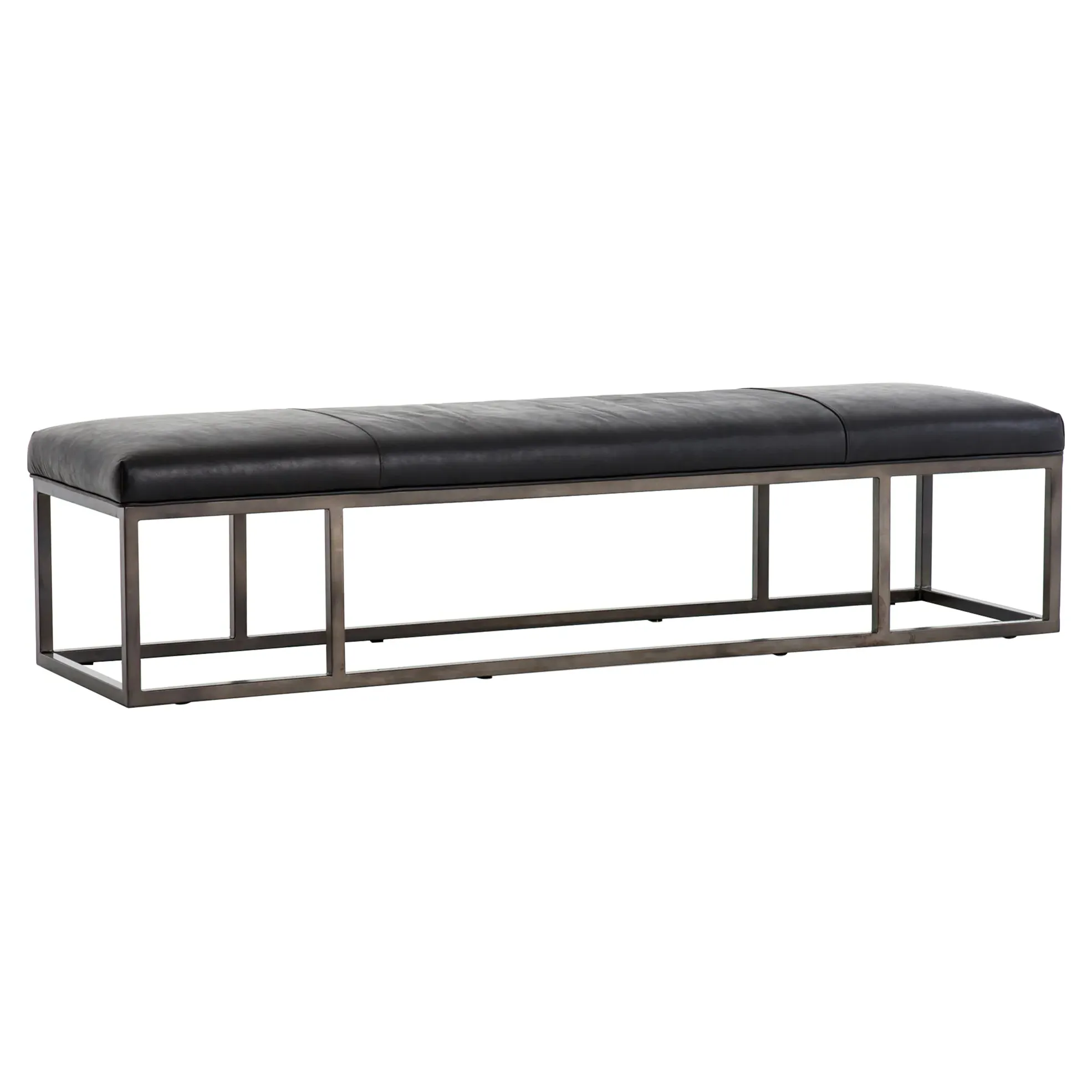 Zarro Cushioned Bench - Black, Leather