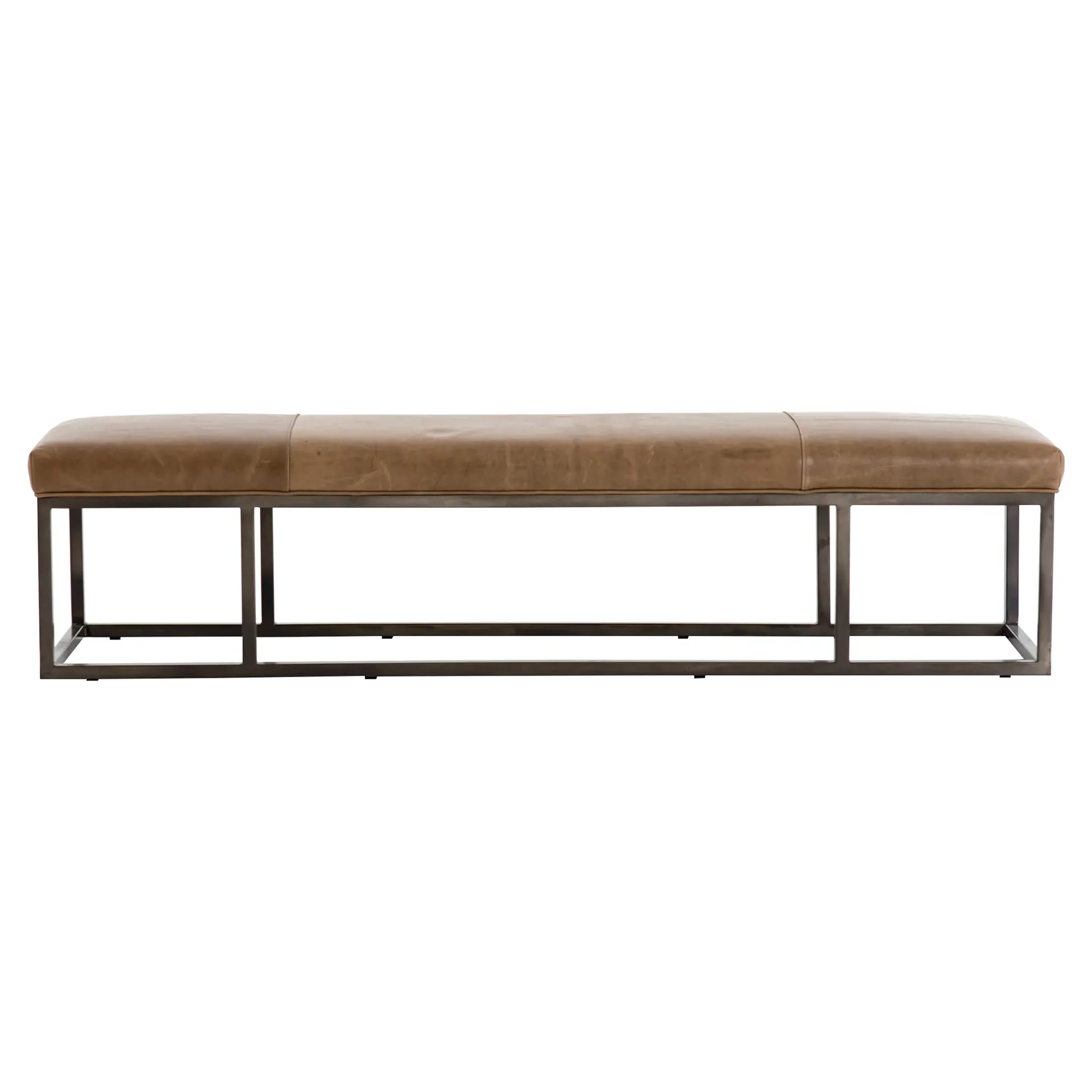 Zarro Cushioned Bench - Brown, Leather