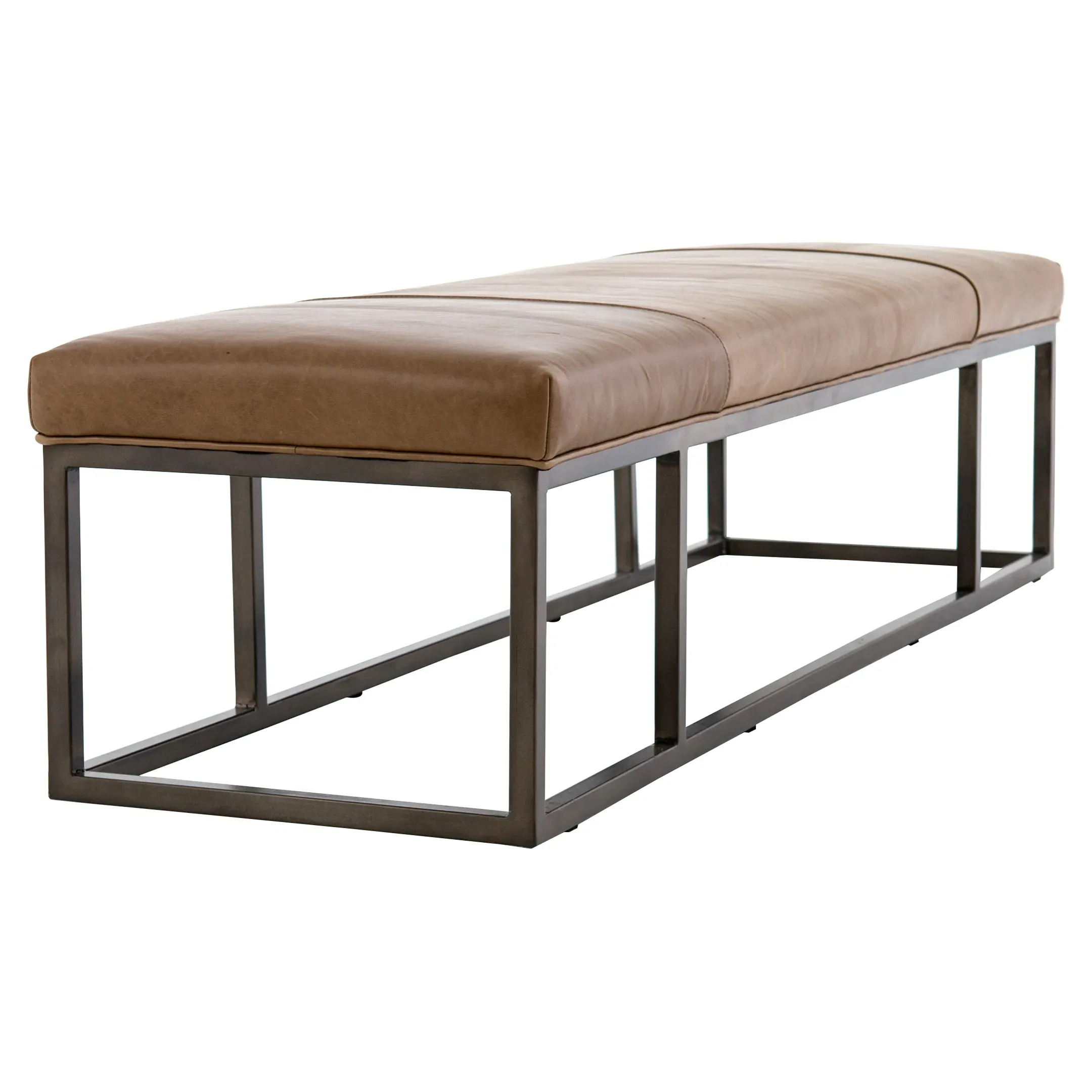 Zarro Cushioned Bench - Brown, Leather