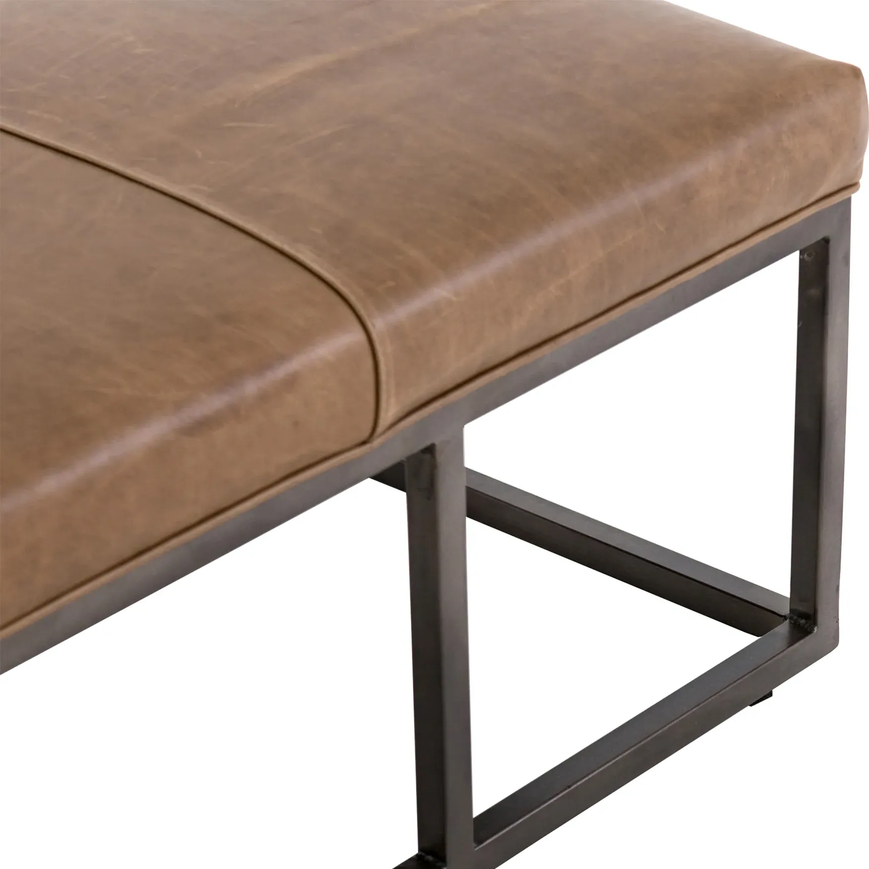 Zarro Cushioned Bench - Brown, Leather