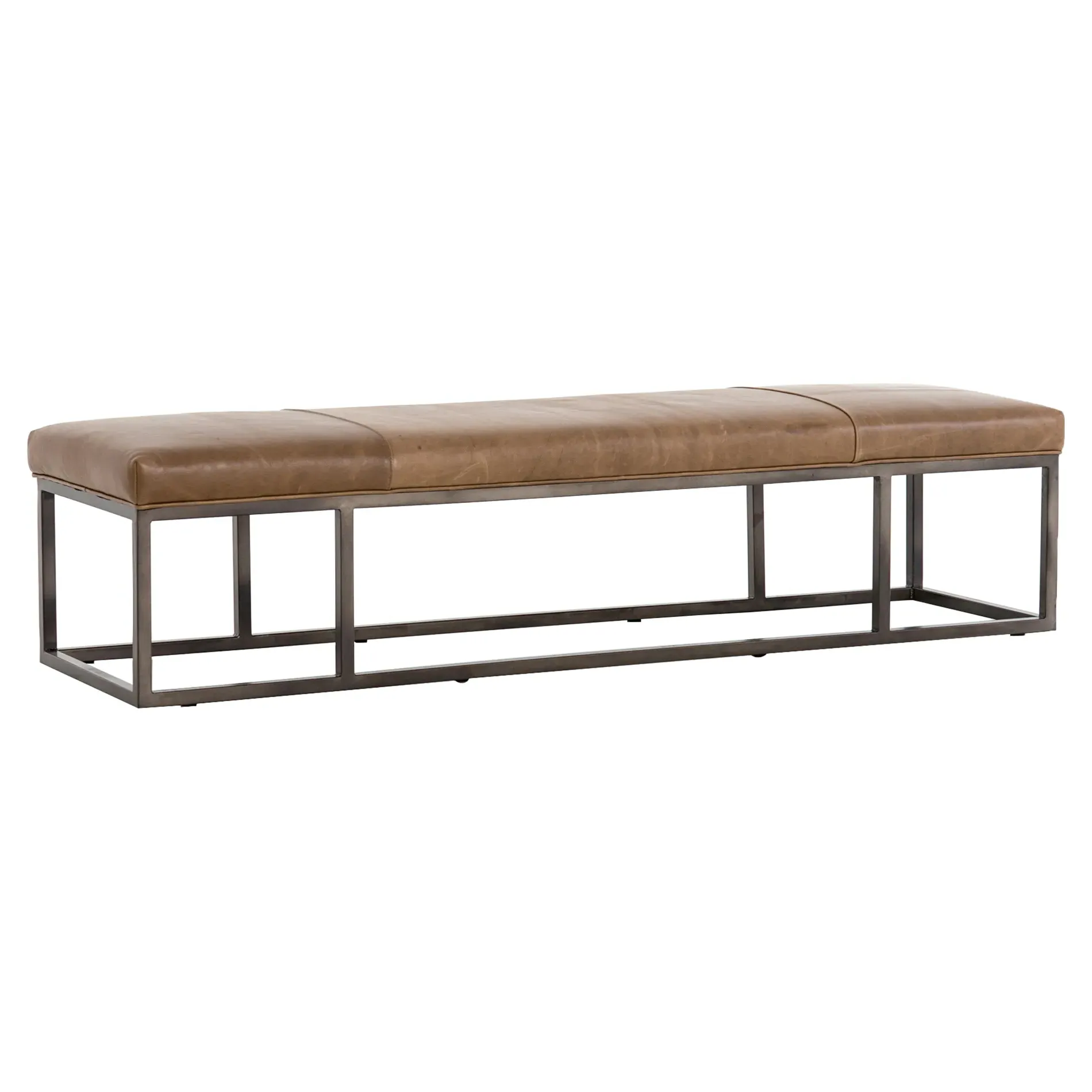 Zarro Cushioned Bench - Brown, Leather