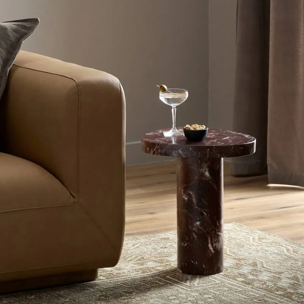 Zayden End Table - Red, Marble