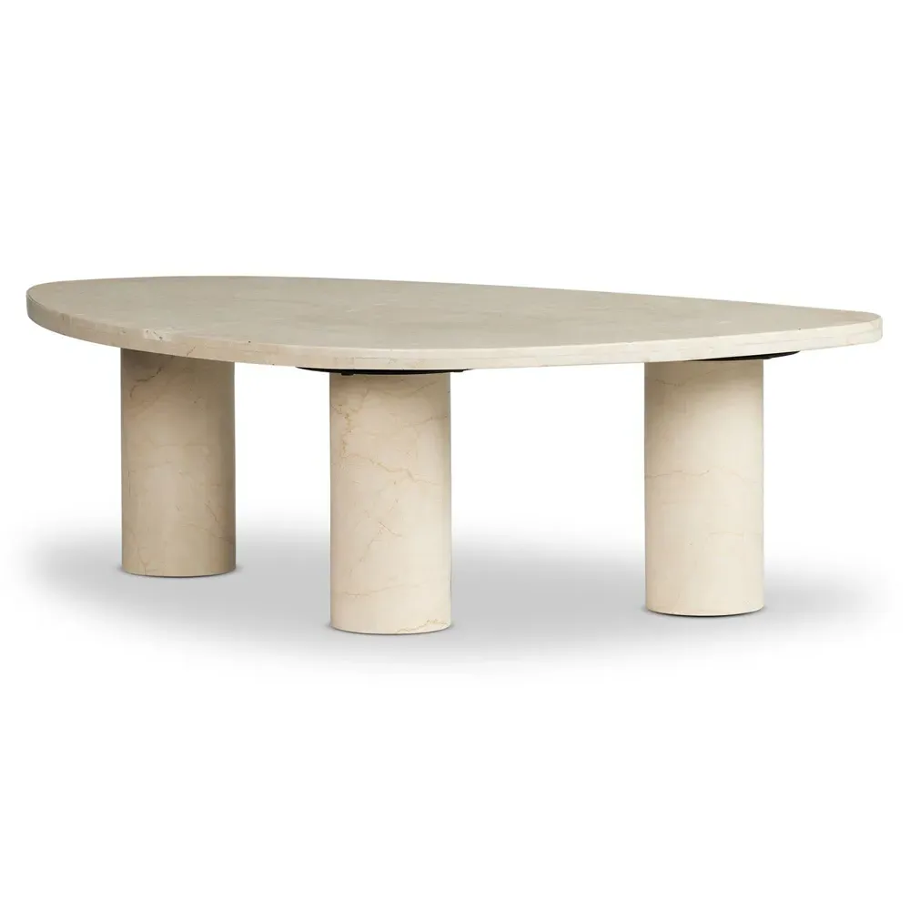 Zayden Large Coffee Table - Cream, Marble