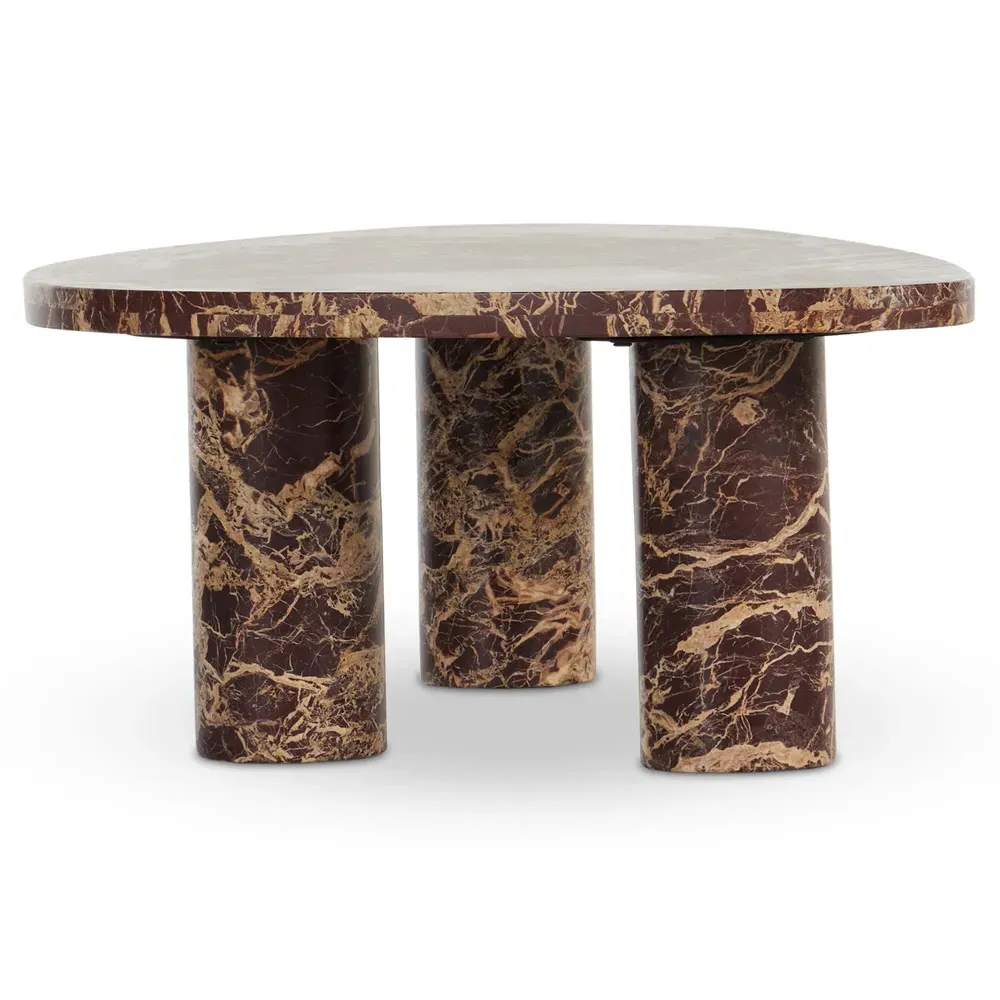 Zayden Large Coffee Table - Merlot Red, Marble
